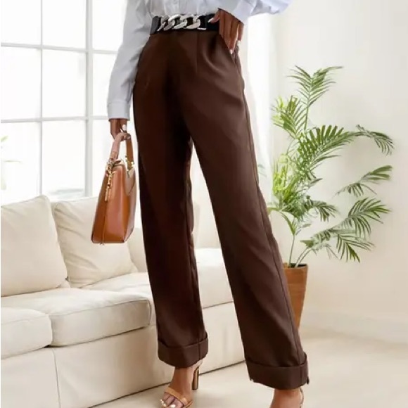 Solid Medium Rise Button Fly Pants - Picture 3 of 6